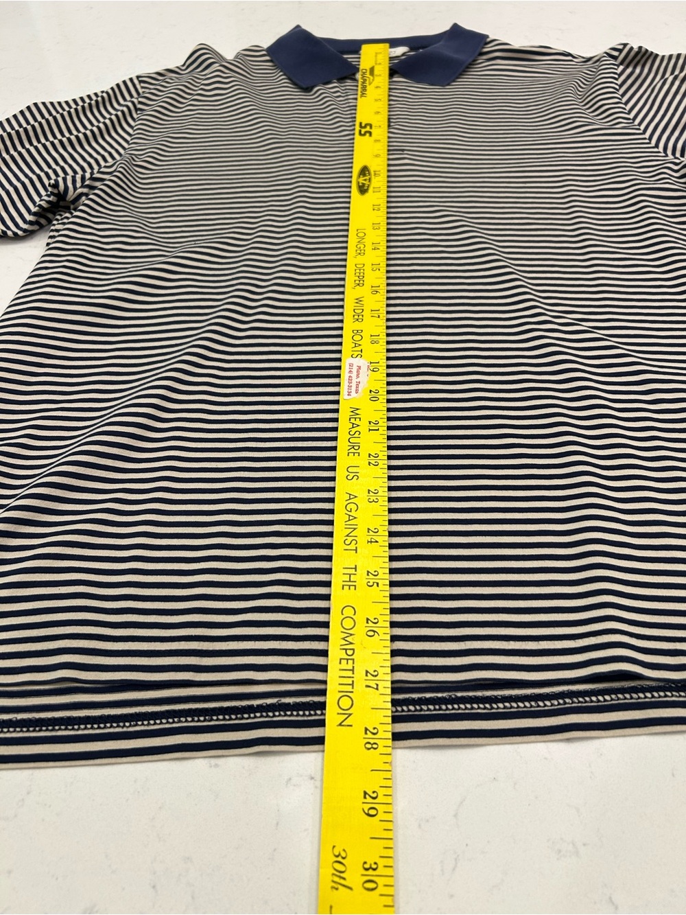 Turnbury Est. 1980 100% Peruvian Cotton Large Navy & Cream Stripe Preppy Costal - Picture 9 of 10